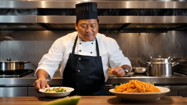 Peruvian chef making ceviche.