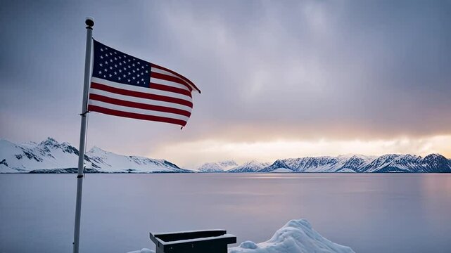 USA flag in the Arctic.