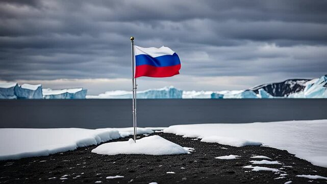 Russian flag in the arctic.