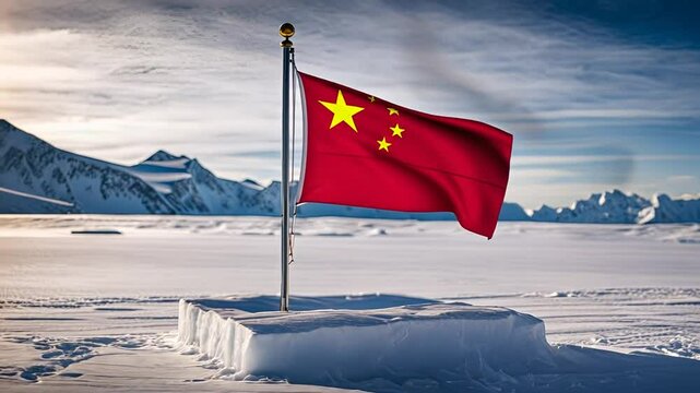 Chinese flag in the arctic.