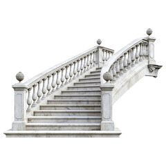 Marble Staircase With Ornate Balustrade On Transparent Background