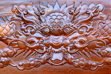 Thien Truc buddhist pagoda.  Chinese dragon. Decoration.  Bac Lieu. Vietnam. .