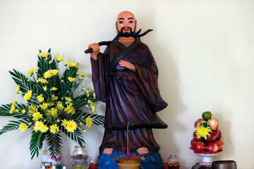 Fototapeta premium Thien Truc buddhist pagoda. Bodhidharma Daruma (5th - 6th century ) was a Indian Buddhist monk, and is traditionally credited as the transmitter of Zen. Bac Lieu. Vietnam. .
