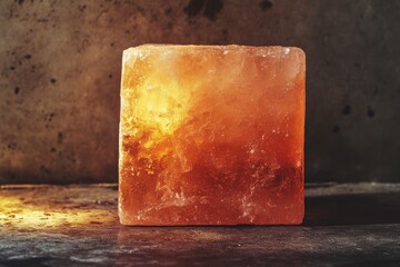 Closeup of Isolated Red and Pink Himalayan Salt Block with Organic Texture and Healthy Appeal