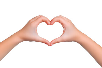 Hands forming a heart shape sign isolated on white background