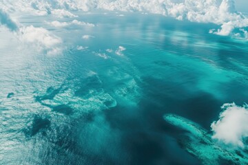 Aerial View of Bimini, Bahamas: Serene Beach and Vibrant Ocean Landscape