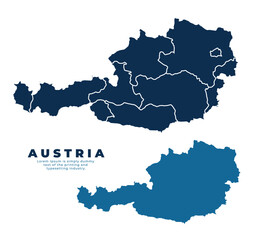Fototapeta premium Austria political map and simple flat vector illustration