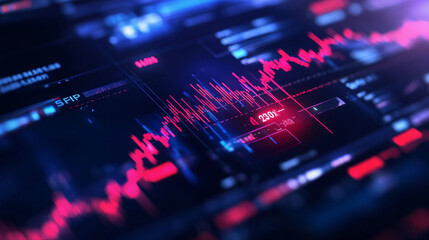 Obraz premium Advanced trading algorithm displays real-time market data and trends. Generative AI