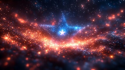 Fototapeta premium Star in Space Illuminated by Surrounding Lights