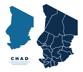 Chad political map and simple flat vector illustration