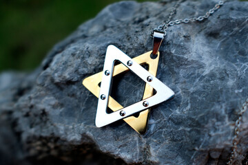 Star of David on a rock. Jewish symbol.