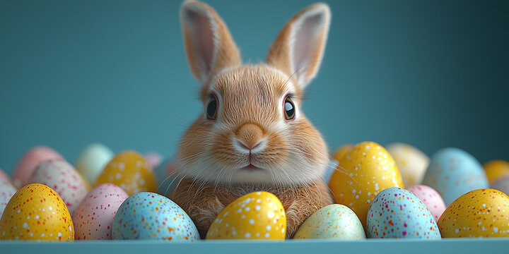 Zajączek wielkanocny z jajkami na kartkę