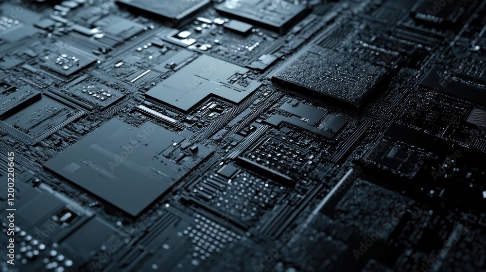 Poster close-up of intricate circuit board design showcasing advanced technology and components