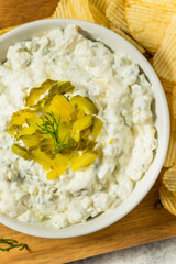 Creamy Pickle Dip with Mayo for an Appetizer