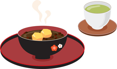 栗ぜんざいとお茶