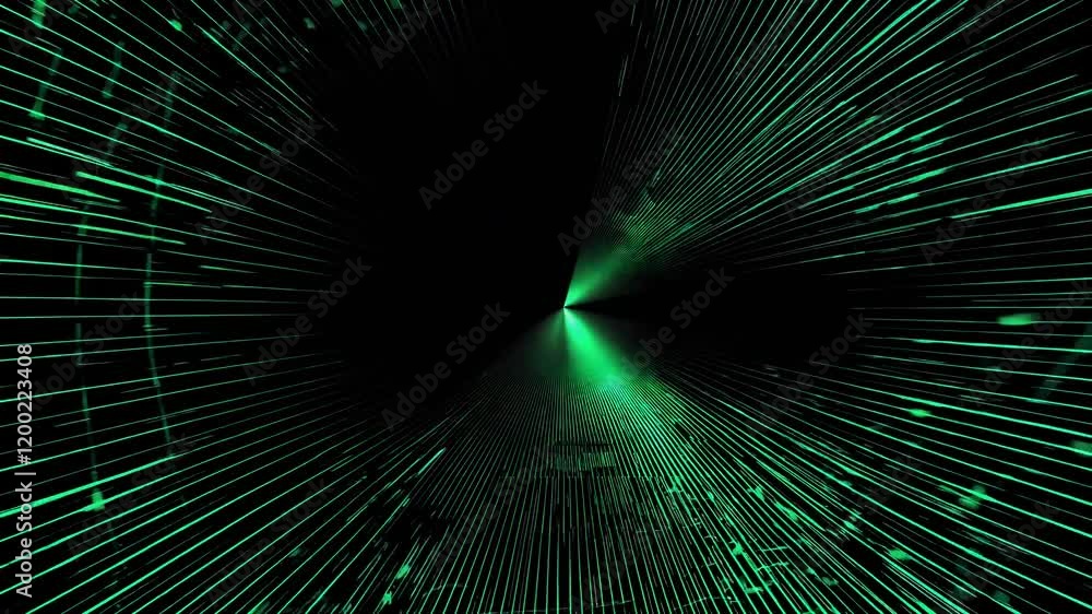 Poster a captivating digital representation featuring vibrant green rays and patterns, simulating advanced 