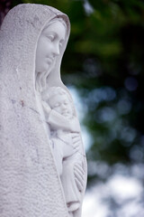 Basilica of Our Lady of La Vang.  Virgin Mary and child.  Marble statue.  Vietnam.