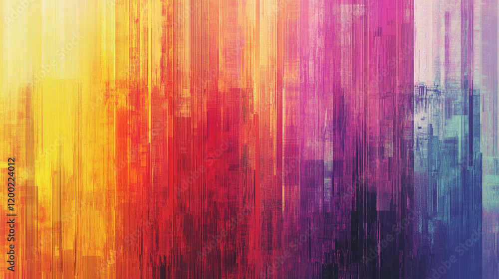 Poster glitch effect with vibrant color distortion creating a lively background. generative ai