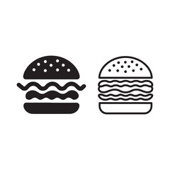 Burger icon set, Cheese Burger. Vector Illustration.