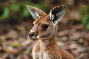 Fototapeta premium Red Kangaroo Baby on Light Background: A Glimpse of Australia's Iconic Wildlife in Adorable Fur and Graceful Hops