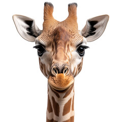 Fototapeta premium front view portrait of giraffe isolated on a transparent background