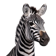 side view portrait of zebra isolated on a transparent background