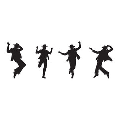 Silhouettes of Dancing Figures vector on white bacground