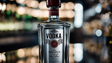 Bottle of vodka in a pub.