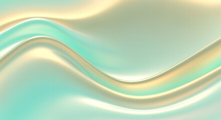 Obraz premium Soft pastel green and gold abstract waves creating a luxurious and elegant background