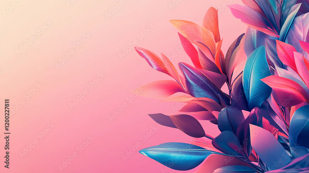Aufkleber vibrant digital leaf design with colorful gradients and soft backgrounds. generative ai