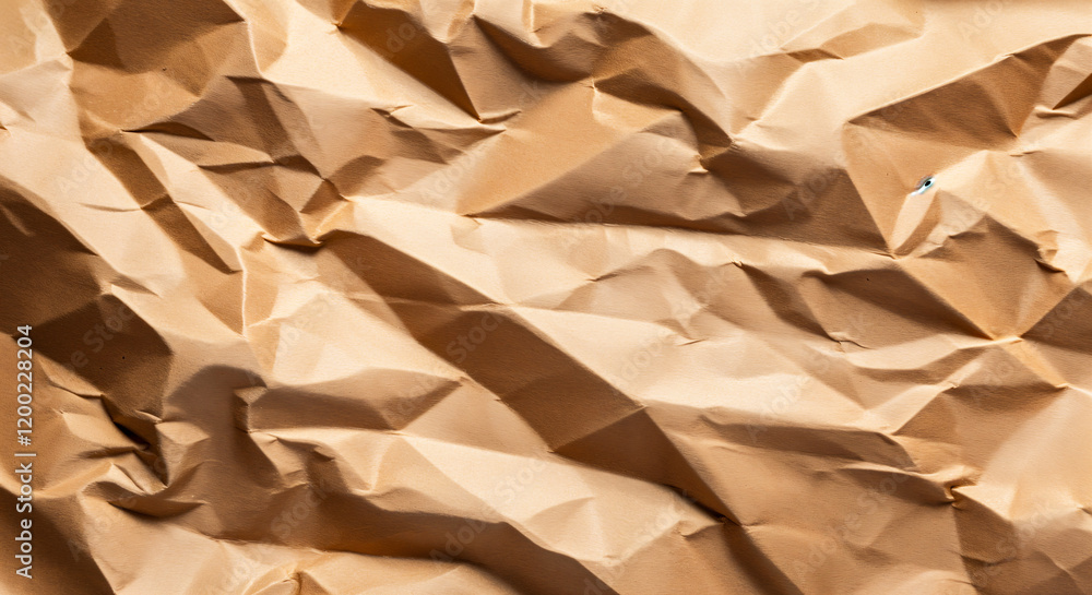 Poster brown crumpled paper texture creates an abstract background design, providing a unique visual elemen