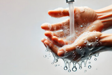 Fototapeta premium Clean hands underwater. Space for text.