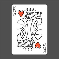 King of Hearts playing card line art design