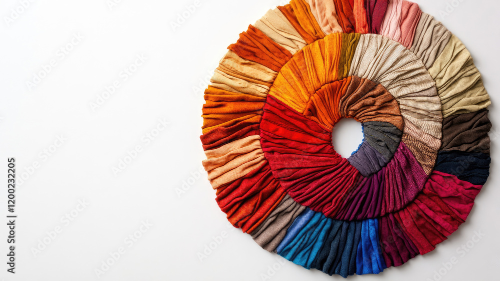 Poster colorful spiral pattern of folded fabric in radiant array