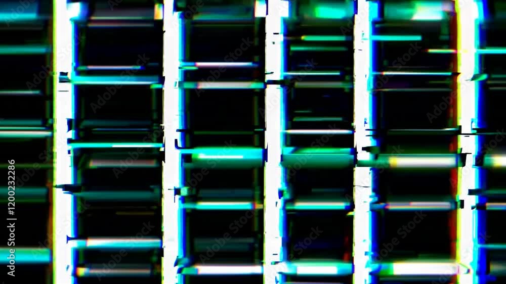 Poster an abstract digital glitch effect featuring vibrant colors. this image can be used for creative proj