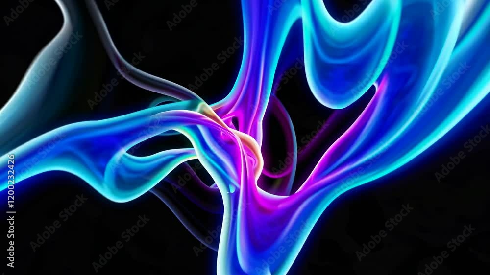 Poster an abstract wave of colorful light undulating across a dark background, symbolizing dynamic movement