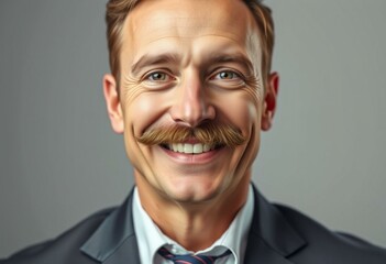 Portrait of a man with a moustache in a formal setting