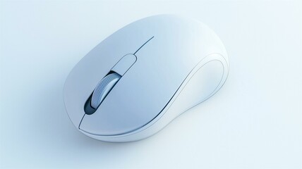 Photorealistic image of a wireless computer mouse with ergonomic design isolated on a white background
