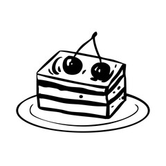 Wedding birthday party event greeting cake with candles, cream, decoration hand drawn doodle sketch.