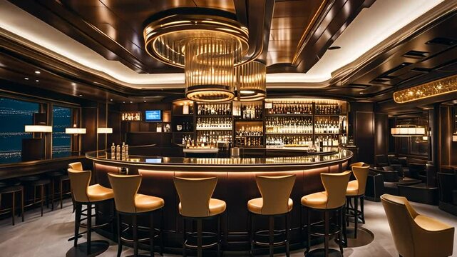 Futuristic pub in a spaceship.
