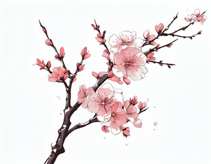 Blossoming Cherry Branch