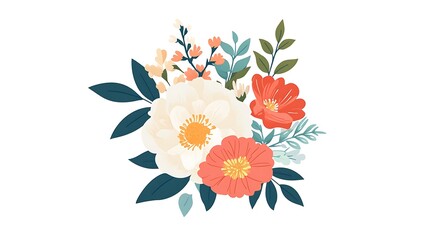 Floral bouquet with ribbon details white background