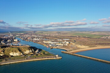 Aerial view of Newhaven harbour a gateway to France