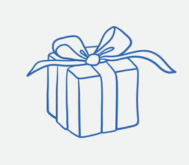 Hand-drawn gift Illustration. Line art, ink, minimalist style. Vector illustration. Party collection.