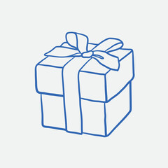 Hand-drawn gift Illustration. Line art, ink, minimalist style. Vector illustration. Party collection.