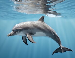 Fototapeta premium Graceful Dolphin Underwater: Serene Aquatic Art