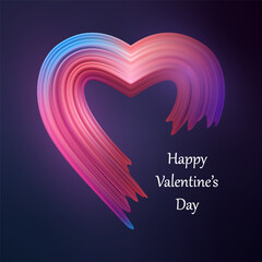 Happy Valentines day heart liquid brush shape. Color valentine paint flow. Vector illustration