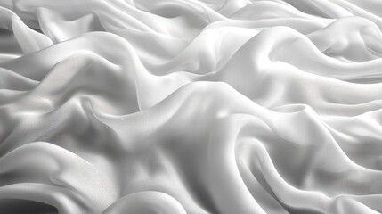 Fototapeta premium Draped white fabric with soft, flowing waves and folds, creating a luxurious and elegant texture.