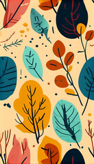 A seamless pattern featuring beautiful detailed leaves in a harmonious arrangement.