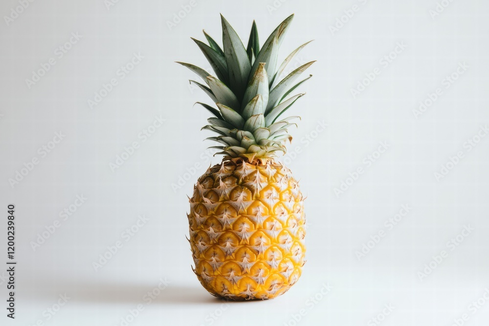 Aufkleber fresh pineapple displayed on a light background highlighting its vibrant yellow skin and green spiky